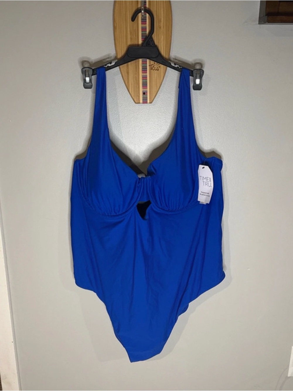 Time and Tru Royal Blue One-Piece Swimsuit with Front Twist